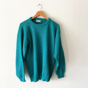 Vintage sea green oversized sweater subtle diamond